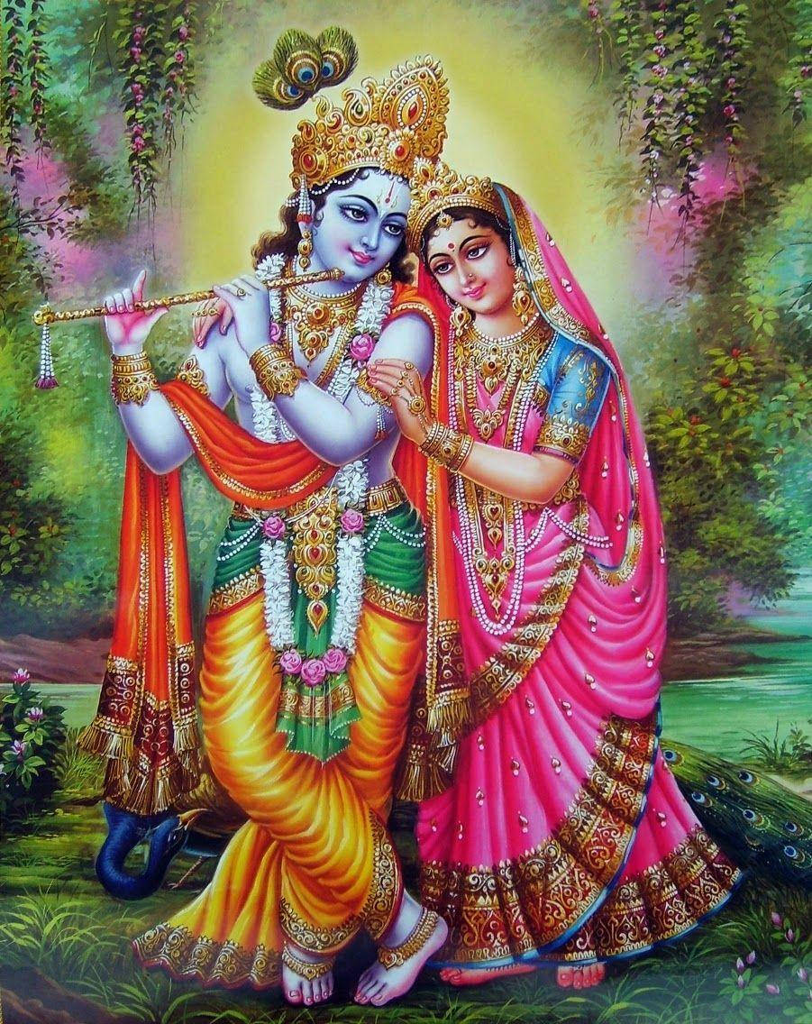 Krishna Phone Radha Greenery Wallpaper