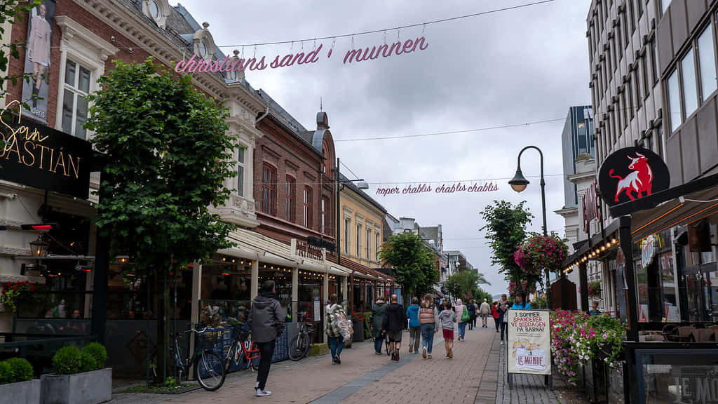 Kristiansand City Street Scene Wallpaper