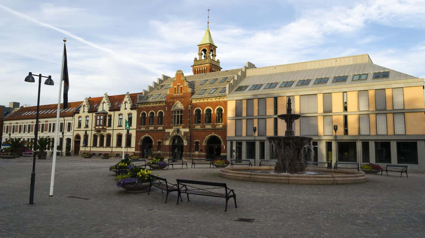 Kristiansand Town Squareand Architecture Wallpaper