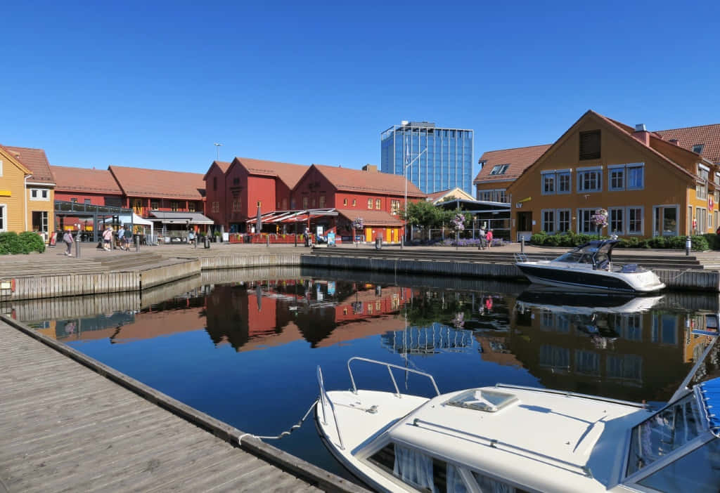 Kristiansand Waterfront Reflections Wallpaper