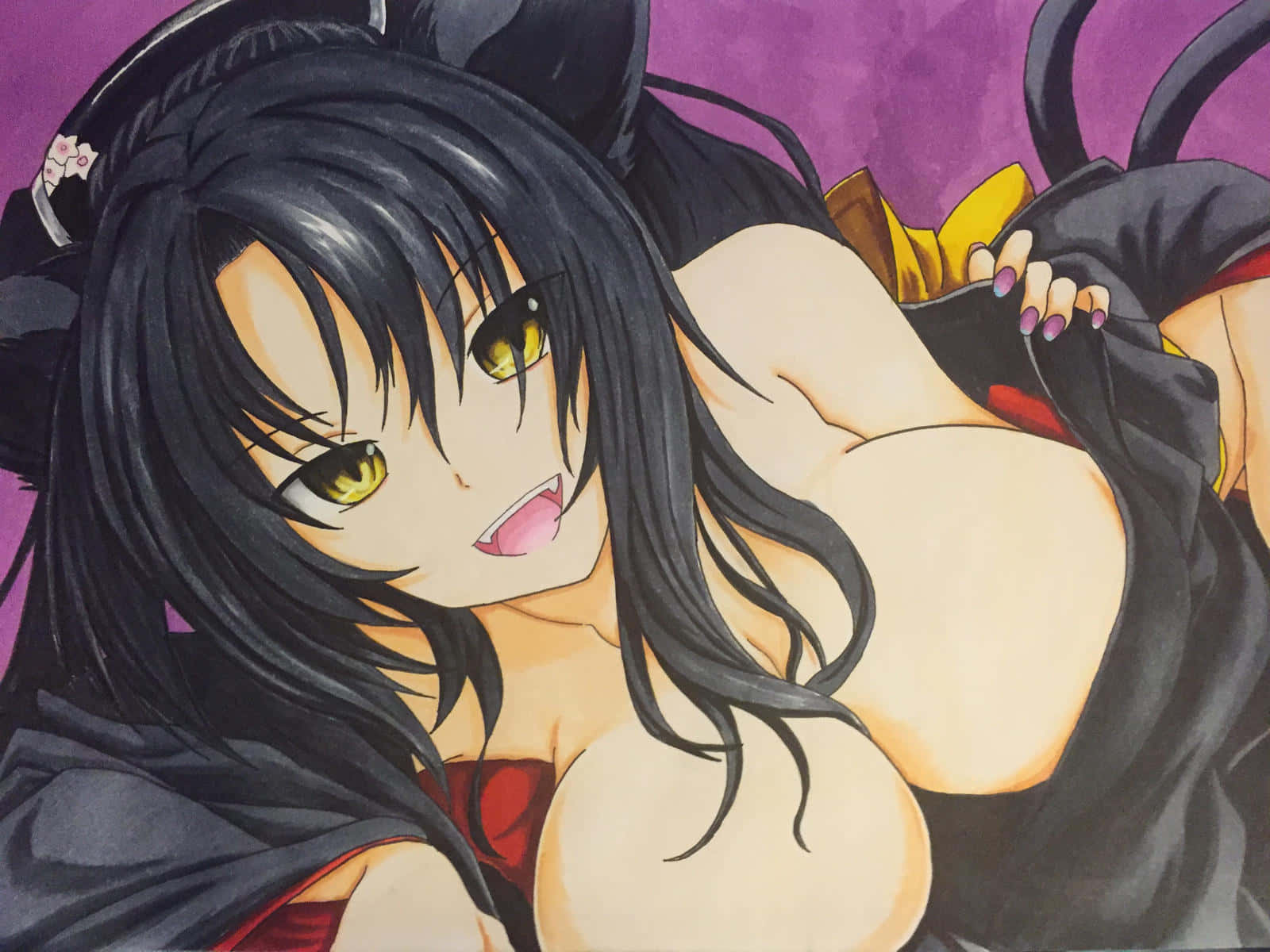 Kuroka_ Toujou_ Anime_ Character_ Art Wallpaper