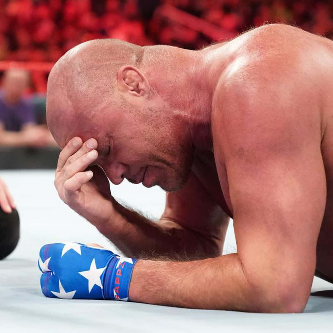 Kurt Angle Lying Prone In The Ring Wallpaper