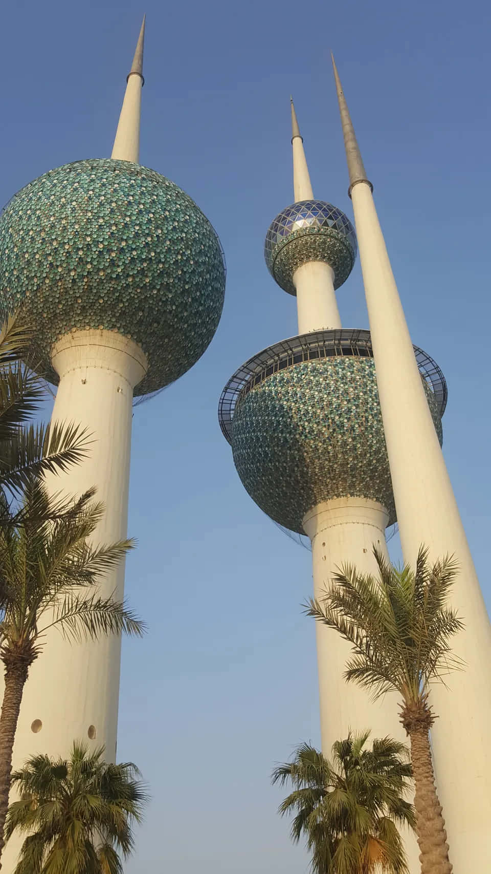 Kuwait Towers Design Blue Aesthetic Phone Wallpaper