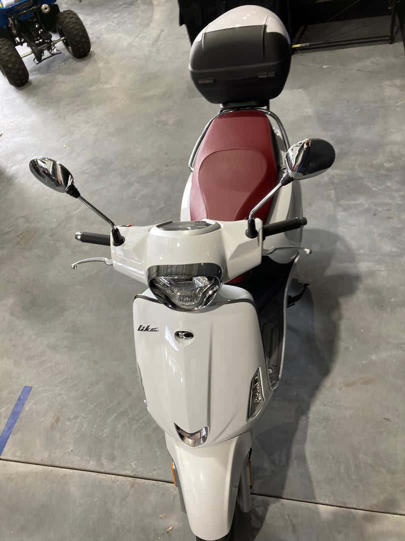 Kymco White Scooter Front View Wallpaper