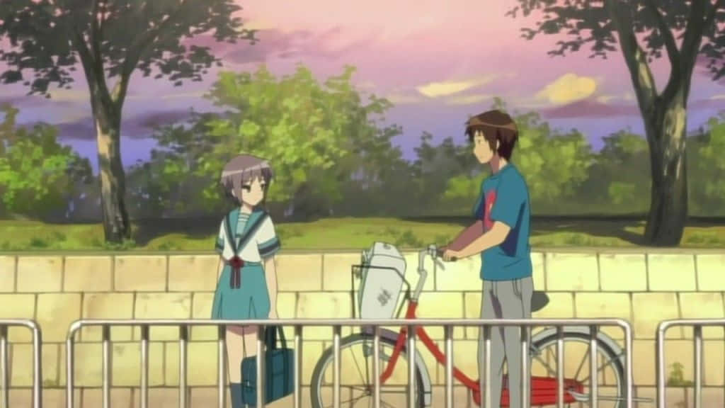 Kyon In Contemplative Pose In The Anime 