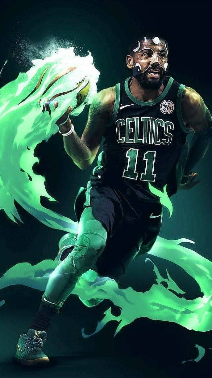 Kyrie Irving Blazing Green Effect Wallpaper