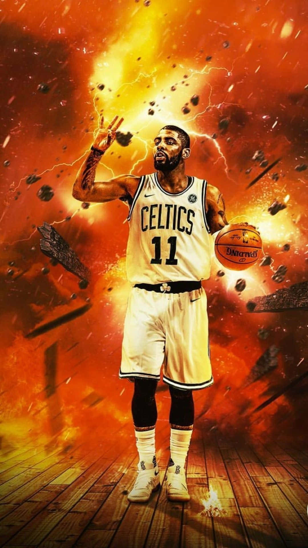 Kyrie Irving Stylishly Hits A Step Back Jumper Wallpaper