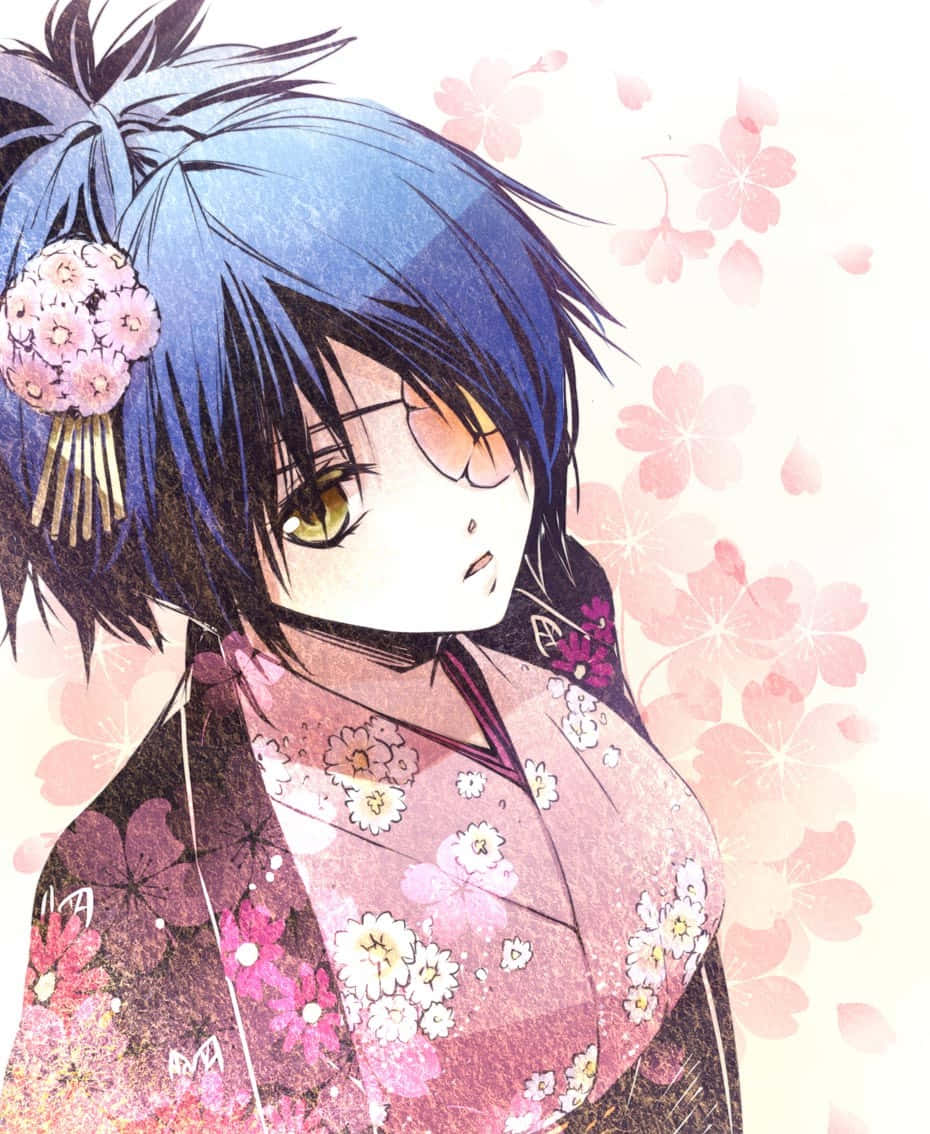 Kyubei Yagyu Anime Character Floral Backdrop Wallpaper