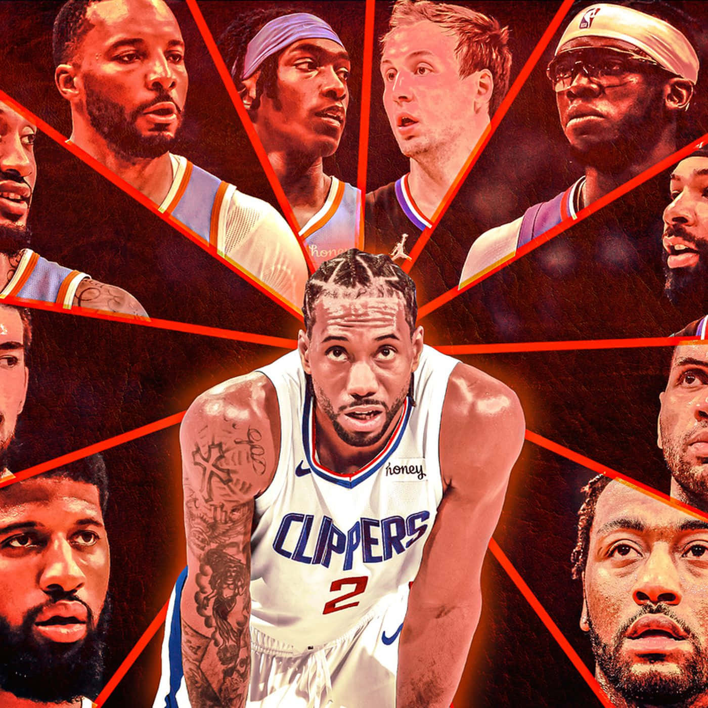 La Clippers Star Player Kawhi Leonard And Various Nba Athletes Wallpaper