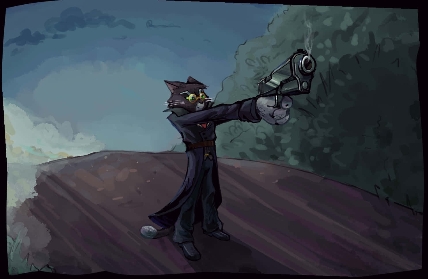 Lackadaisy_ Cat_with_ Gun Wallpaper