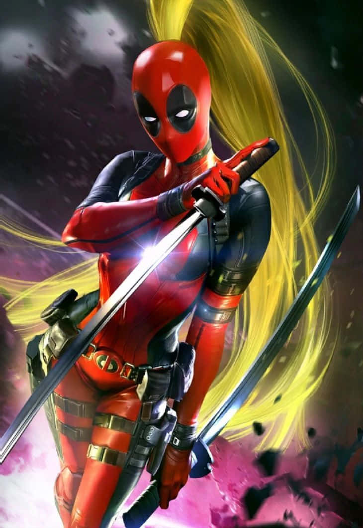 Lady Deadpool In Full Action Wallpaper