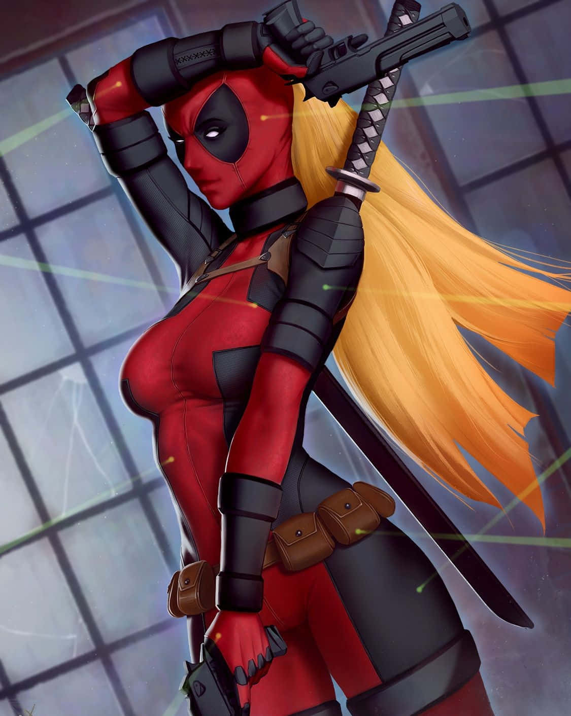 Lady Deadpool Ready For Action Wallpaper