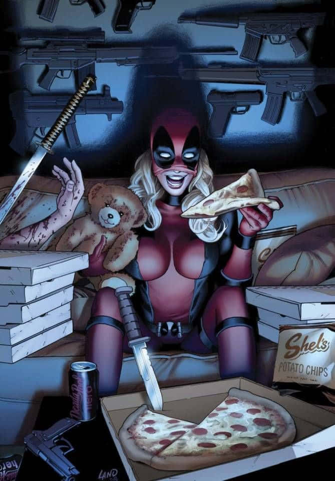 Lady Deadpool Striking A Pose Wallpaper