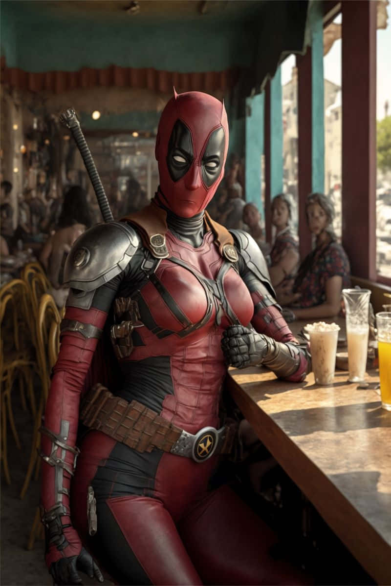 Lady Deadpool: The Deadly Mercenary In Action Wallpaper