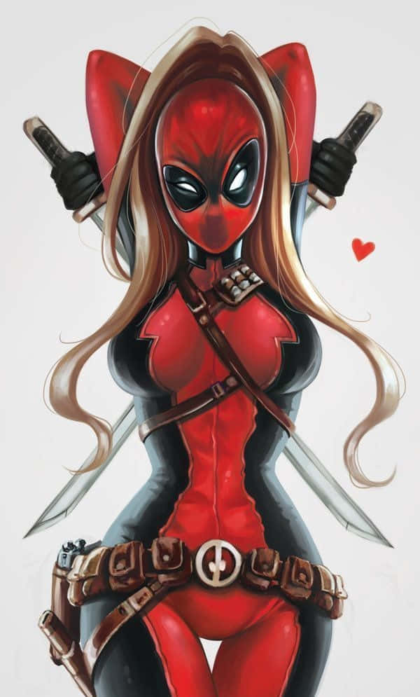 Lady Deadpool Unmasked And Ready For Action Wallpaper