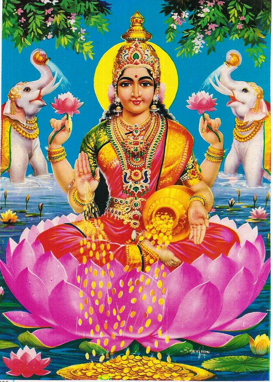 Lakshmi Devi Releasing Coins Wallpaper