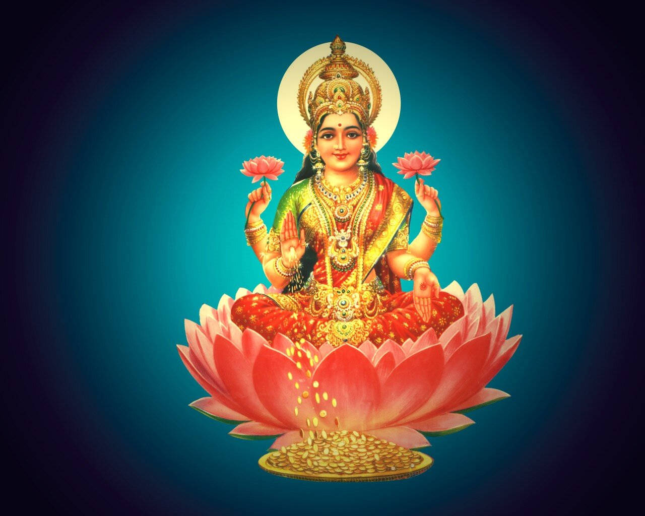 Lakshmi Devi Vignette Background Wallpaper