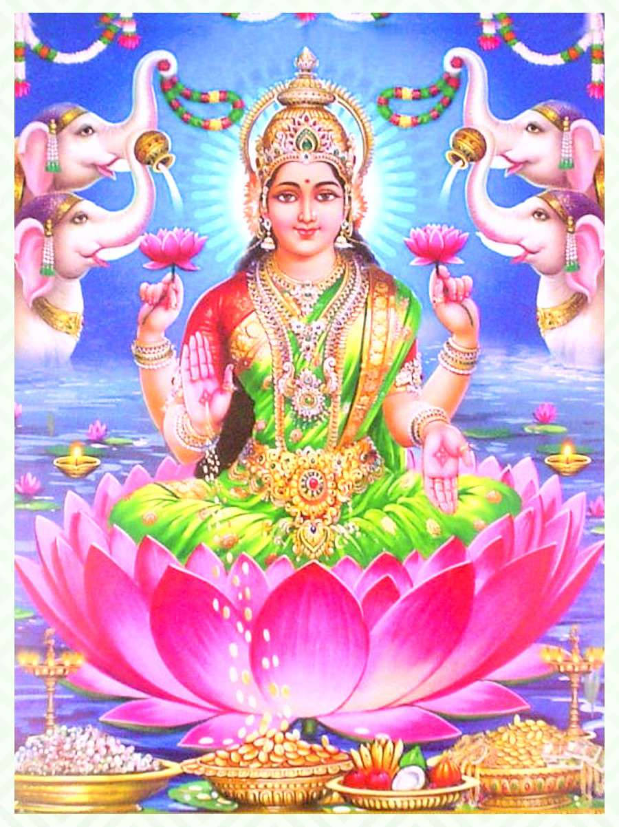 Lakshmi Devi With Four Elephants Wallpaper