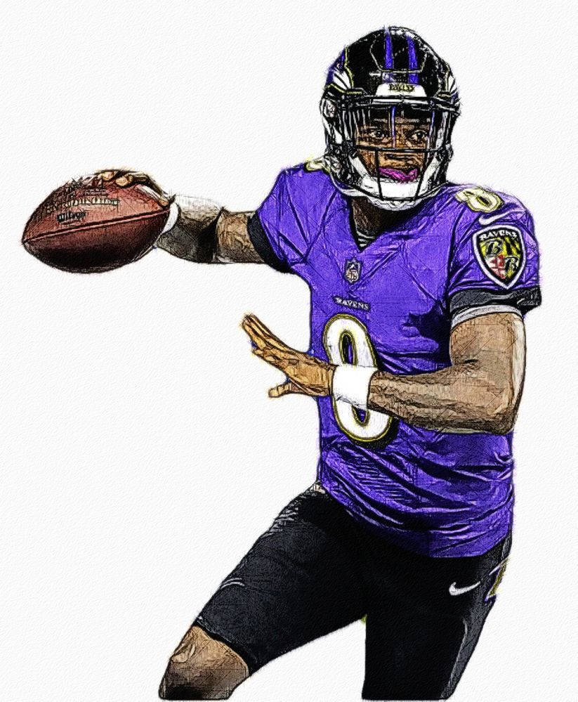 Lamar Jackson Detailed Artwork Wallpaper