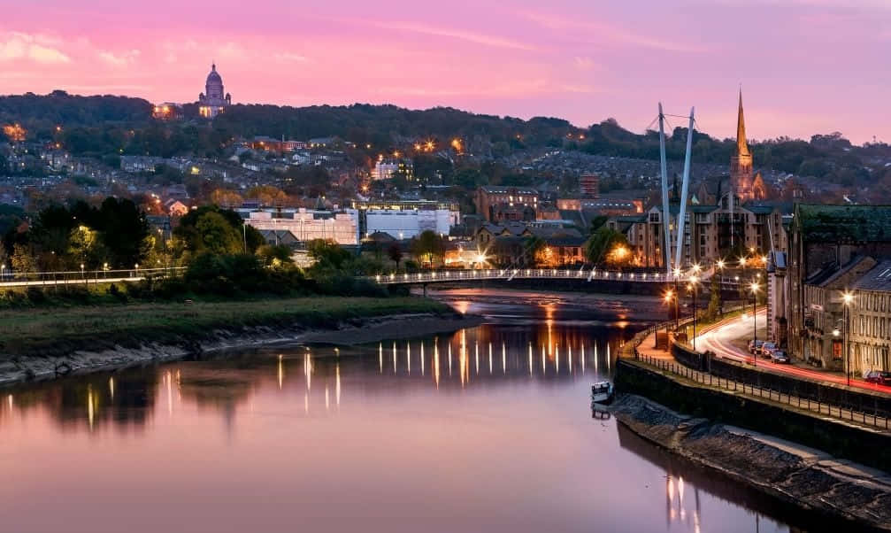 Lancaster River Lune Twilight Wallpaper