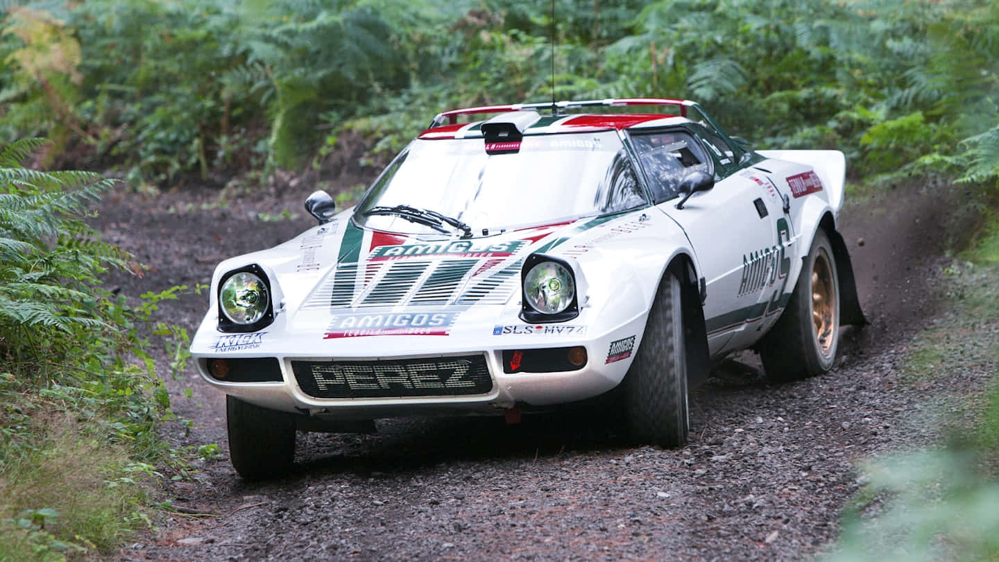 Lancia Stratos Rally Carin Action Wallpaper