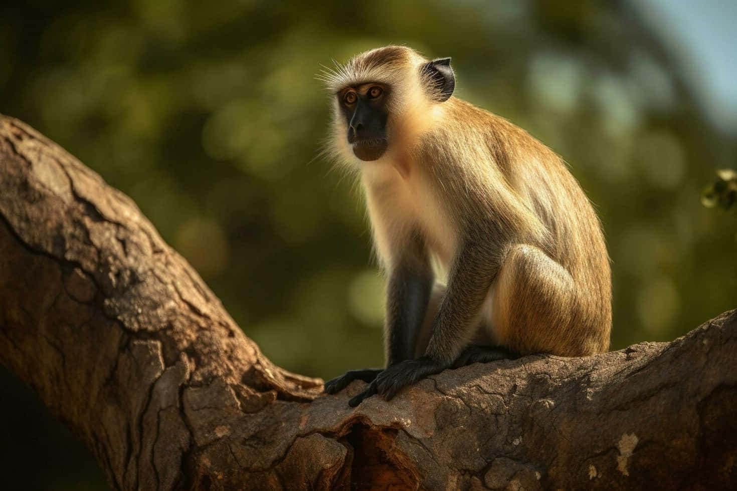 Langur Monkey Serene Gaze Wallpaper