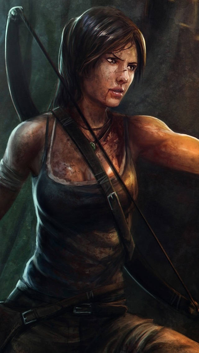 Lara Fierce Face Tomb Raider Iphone Wallpaper