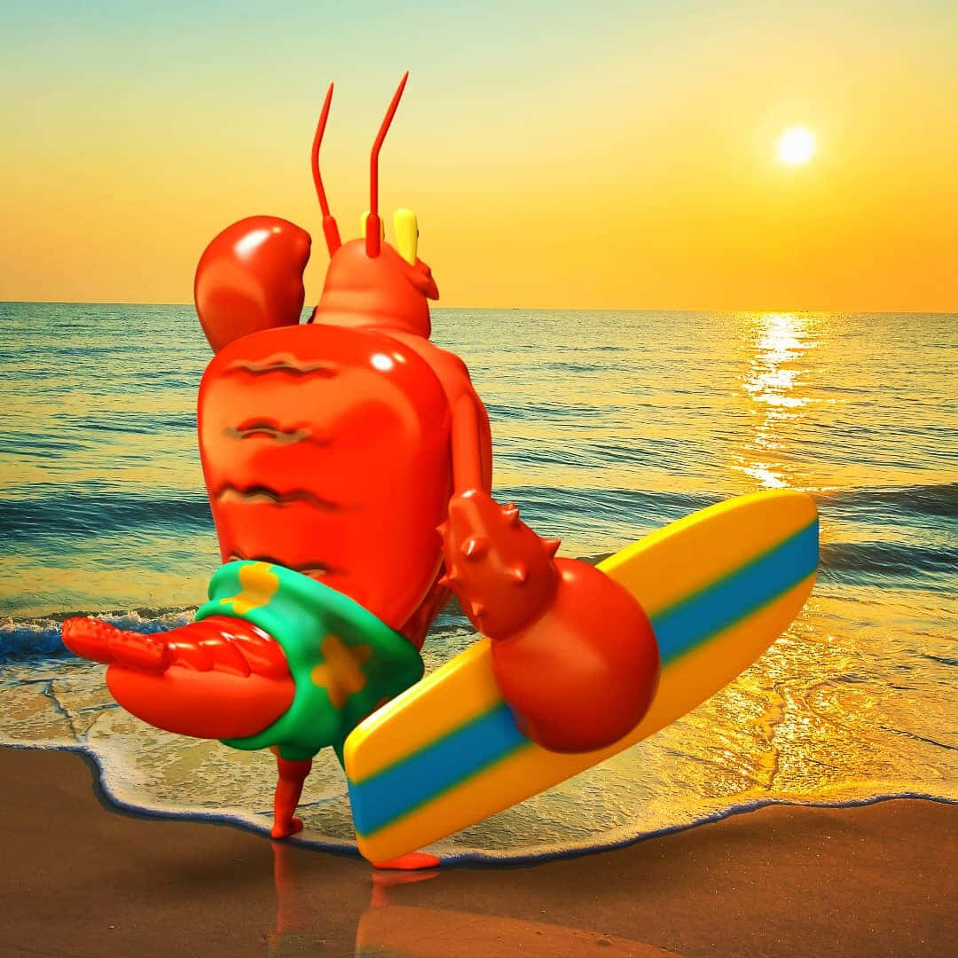 Larry The Lobster Flexes His Muscles For Bikini Bottom Wallpaper