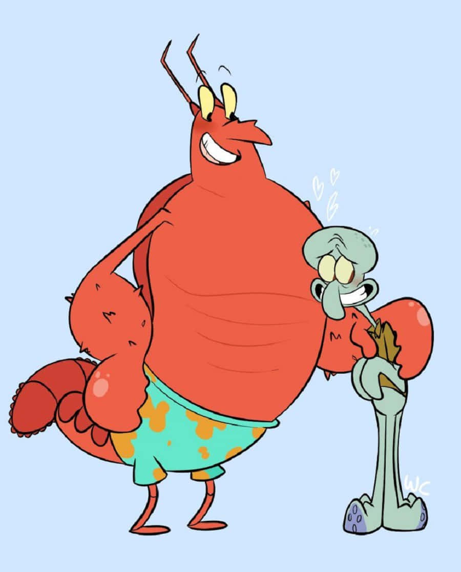 Larry The Lobster Flexing His Muscles And Smirking, Ready For Adventure. Wallpaper