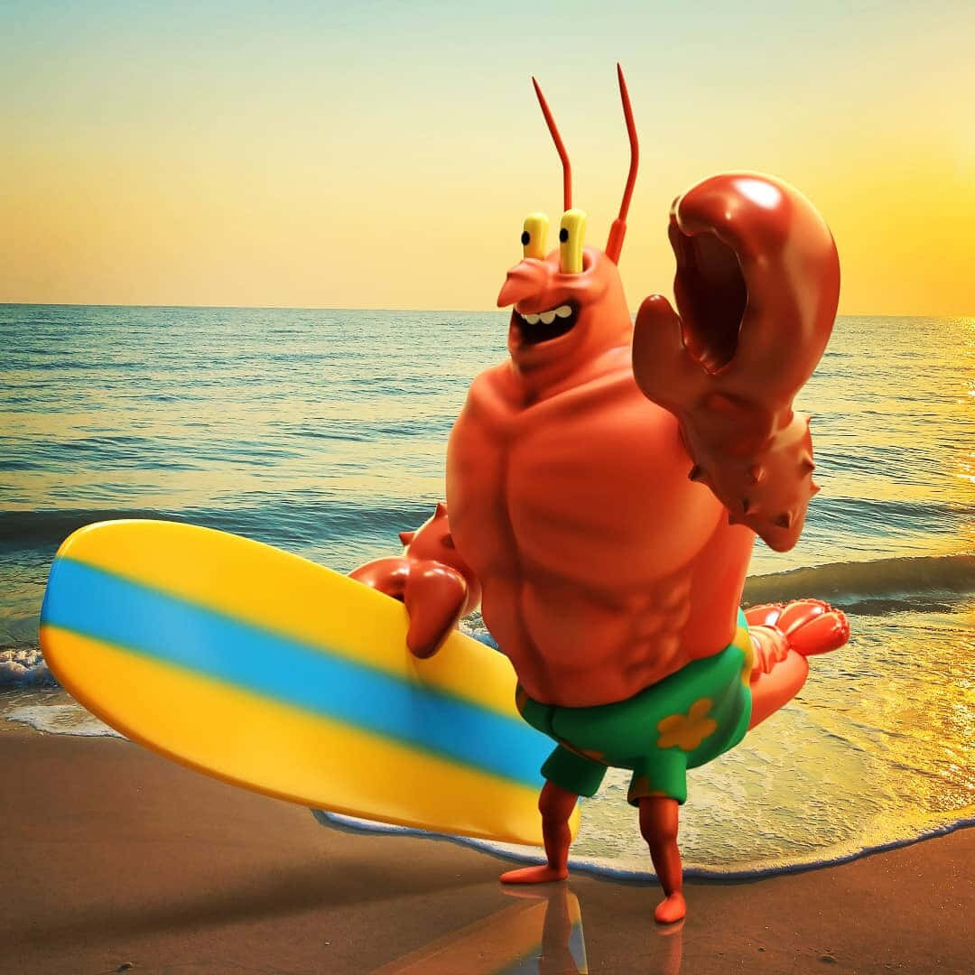 Larry The Lobster Flexing His Muscles At Bikini Bottom Wallpaper