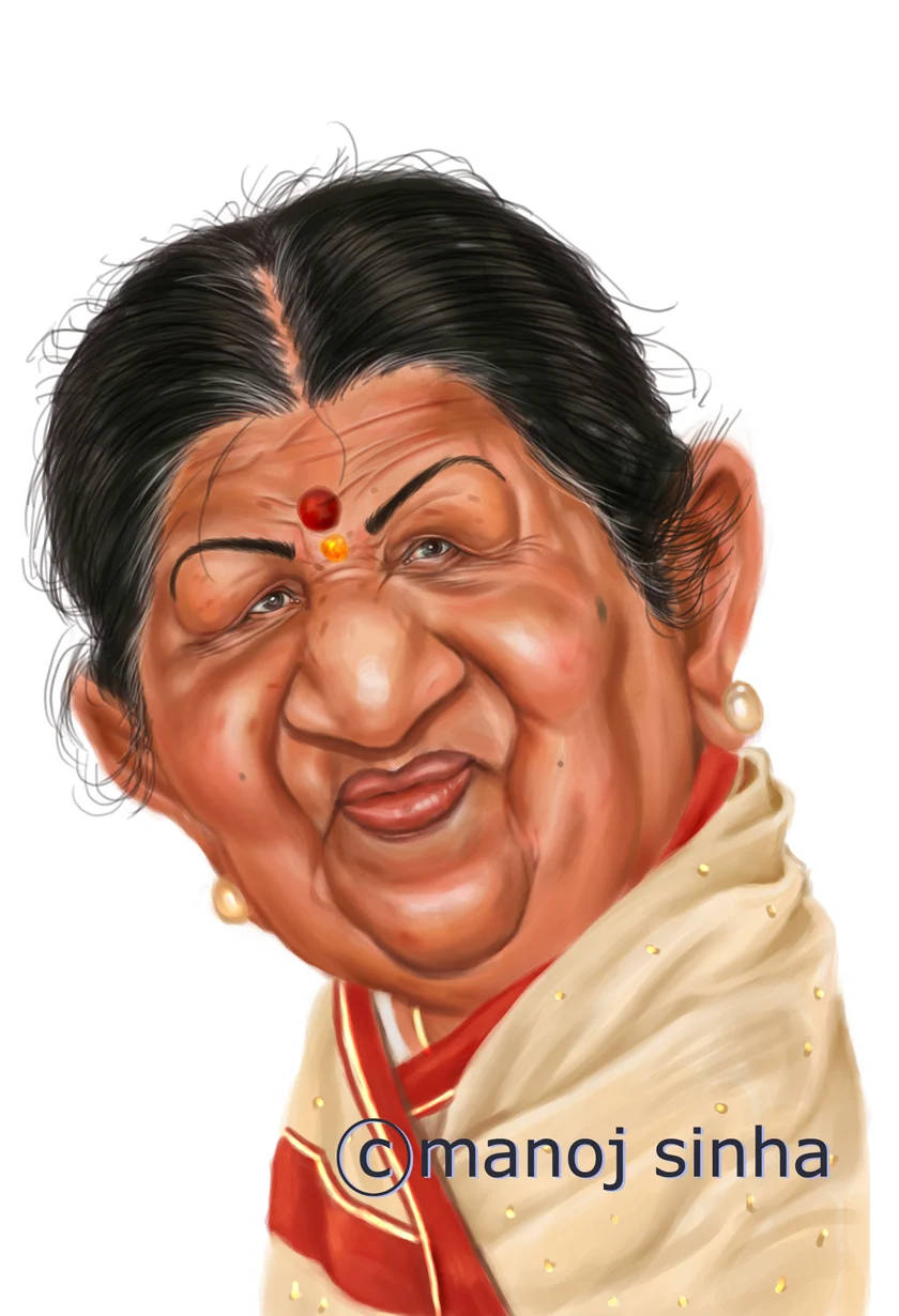 Lata Mangeshkar Cartoon Fanart Wallpaper