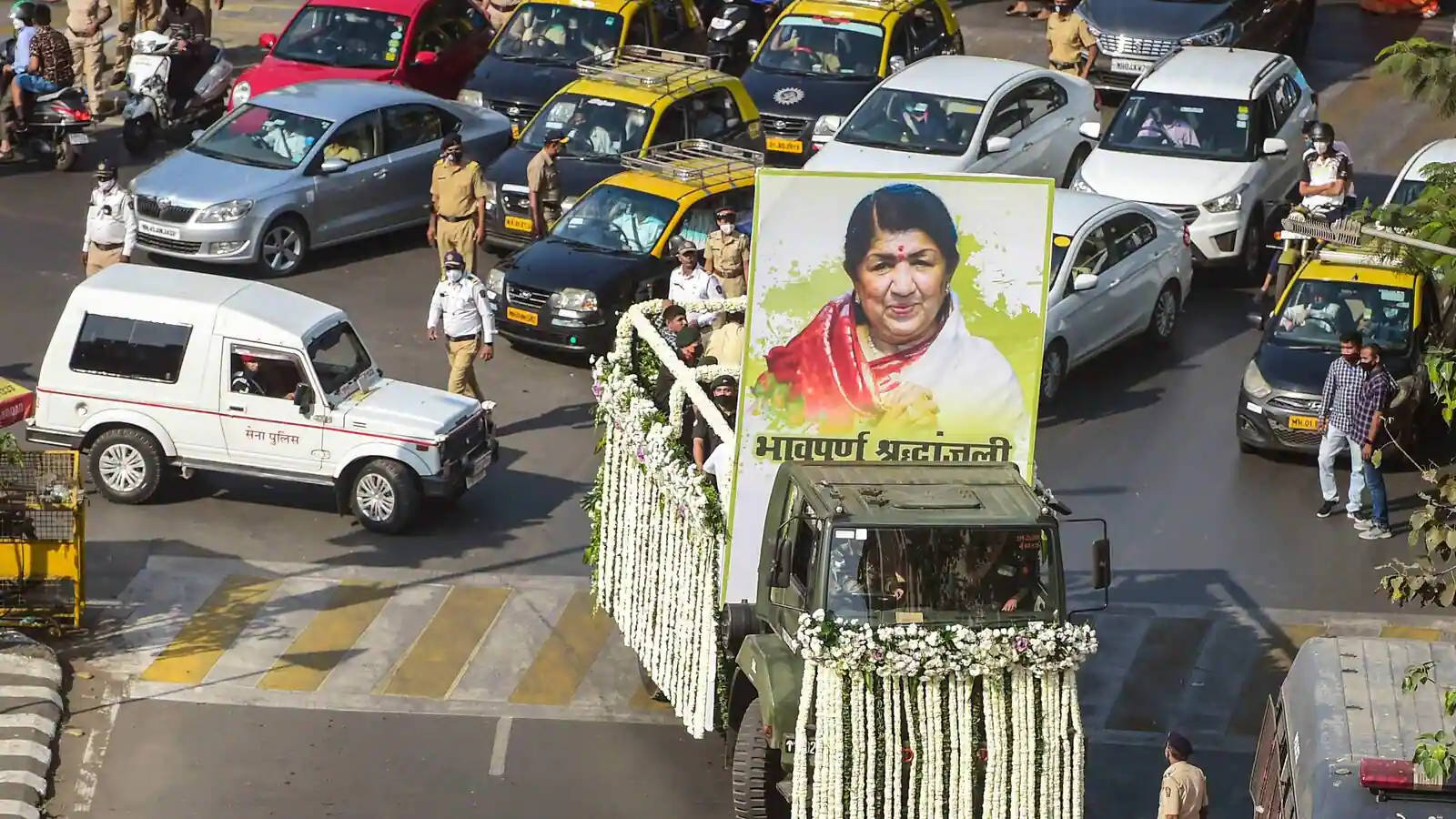 Lata Mangeshkar Funeral Procession Wallpaper