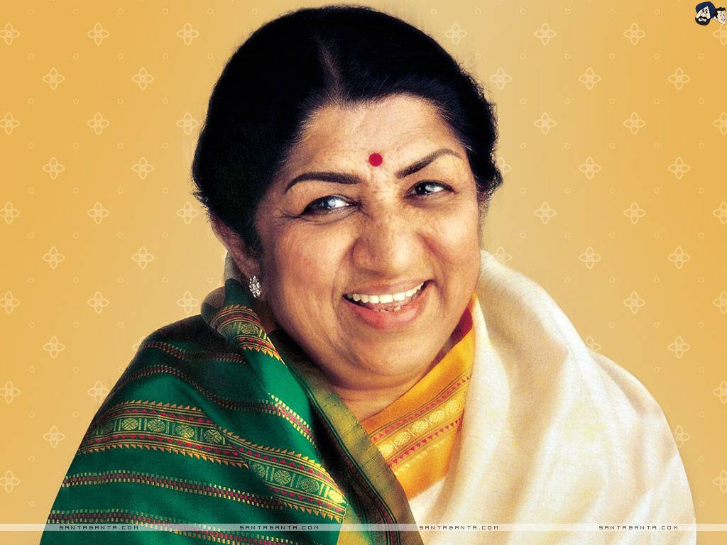 Lata Mangeshkar In Aesthetic Yellow Wallpaper