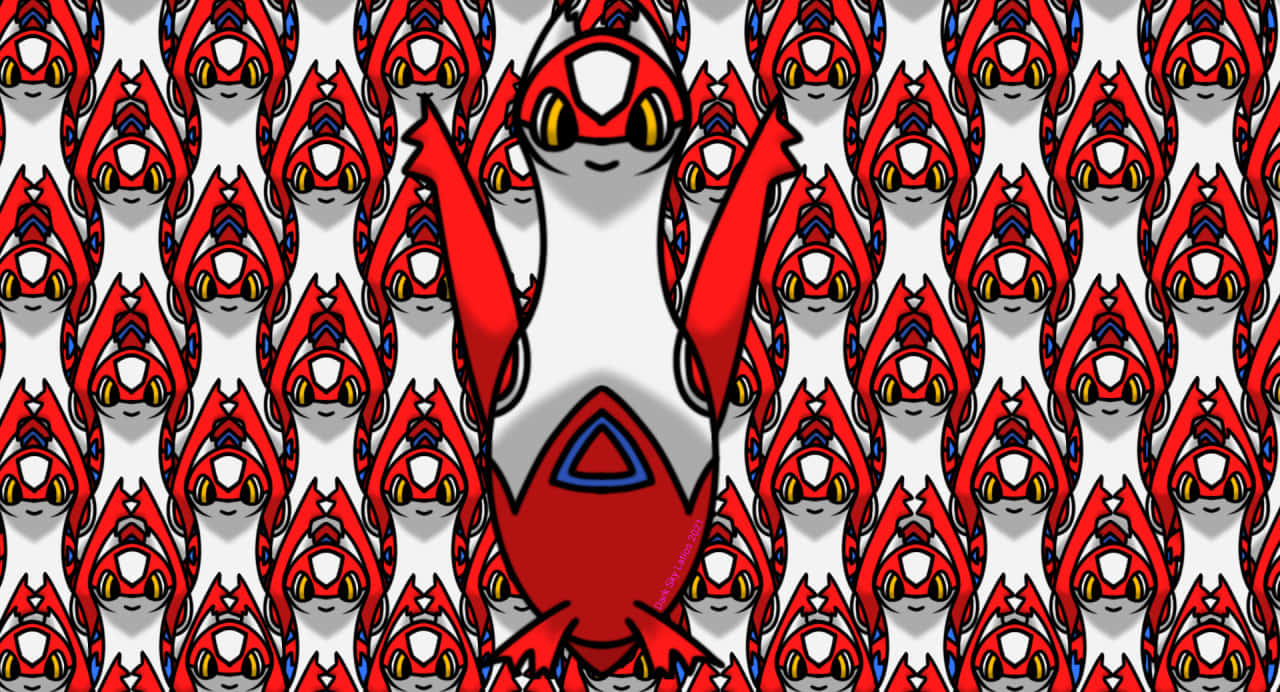 Latias Against Repeating Pattern Background Wallpaper