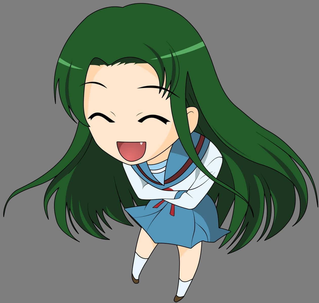 Laughing Green Haired Anime Girl Wallpaper