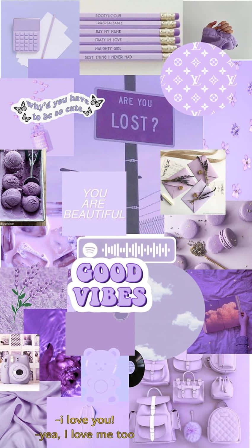 Lavender Collage Aesthetic Purple Moodboard Wallpaper