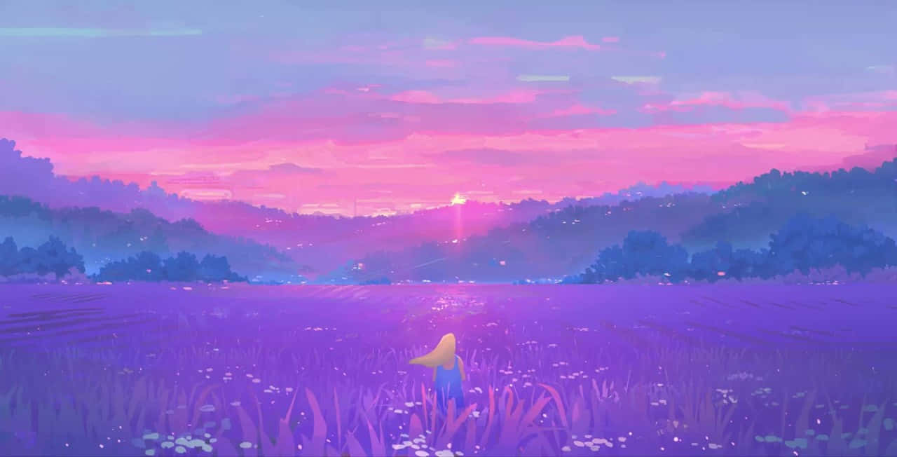 Lavender_ Field_ Sunset_ Animation Wallpaper