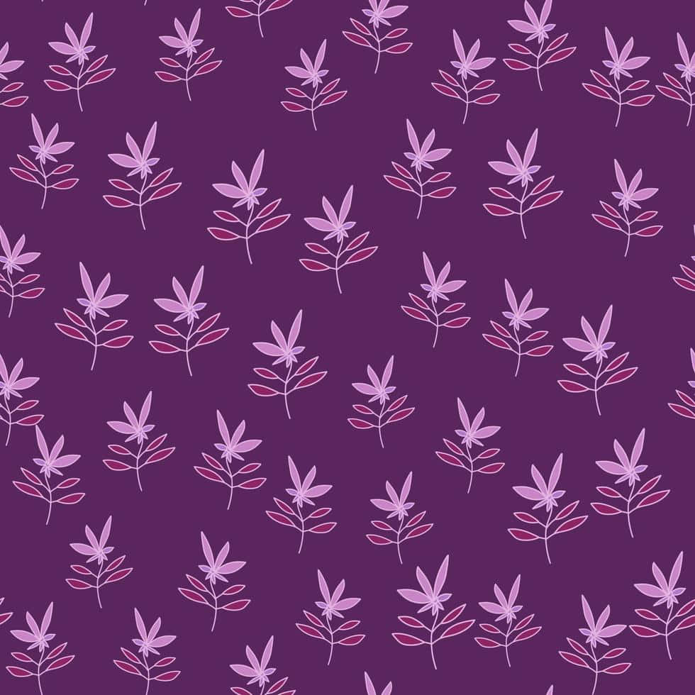 Lavender Leaves Pattern Purple Background Wallpaper