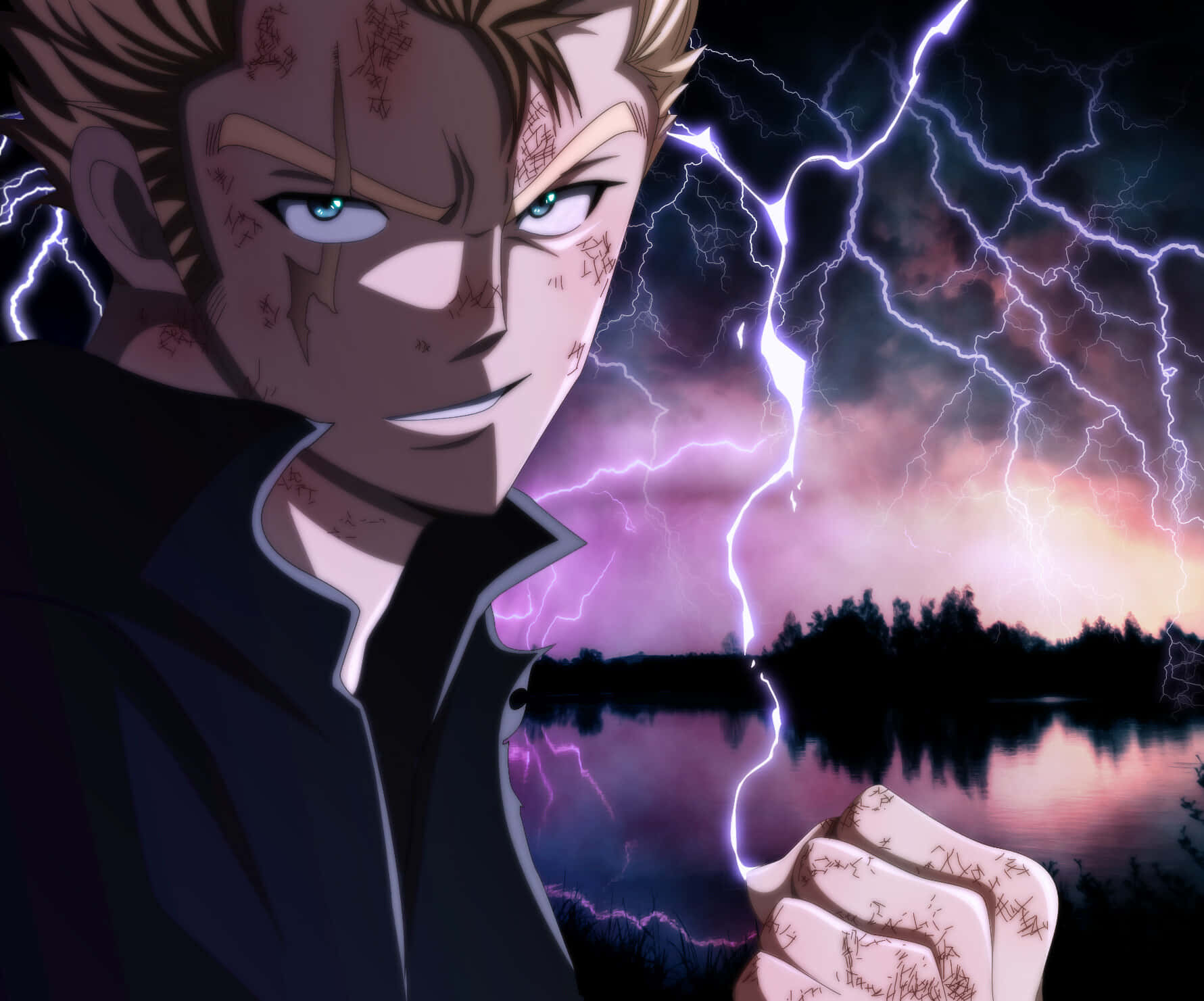 Laxus Dreyar Unleashing Thunderous Power Wallpaper