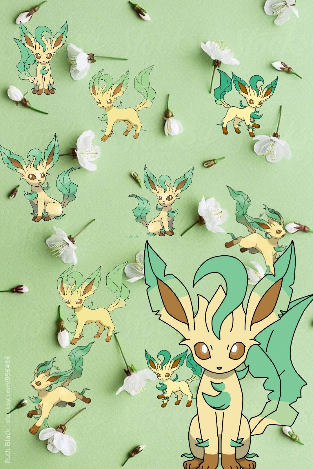 Leafeon Aesthetic Graphics Wallpaper