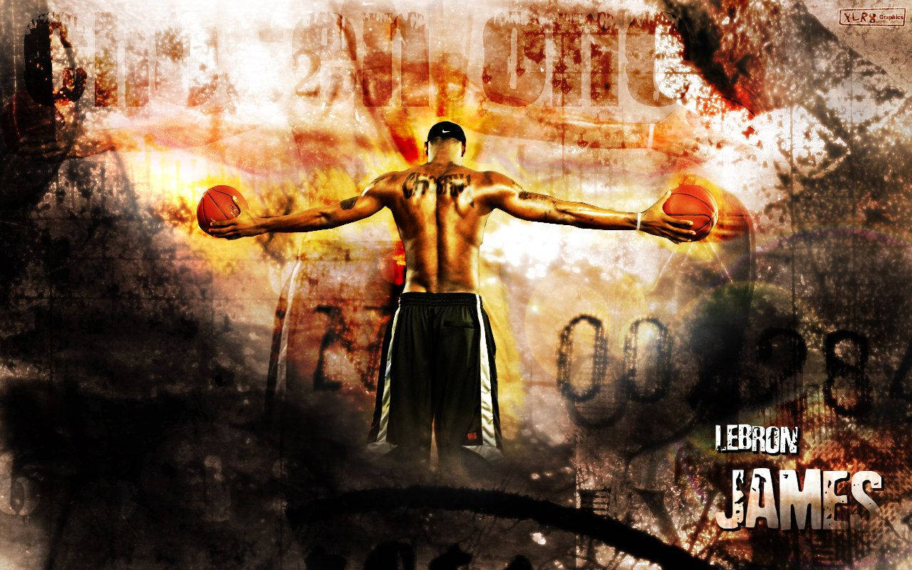 Lebron James Holding Basketballs Wallpaper