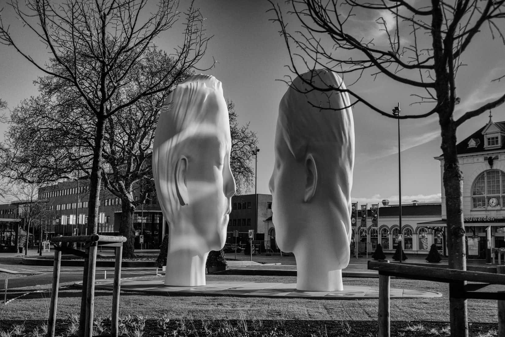 Leeuwarden Giant Heads Sculpture Wallpaper