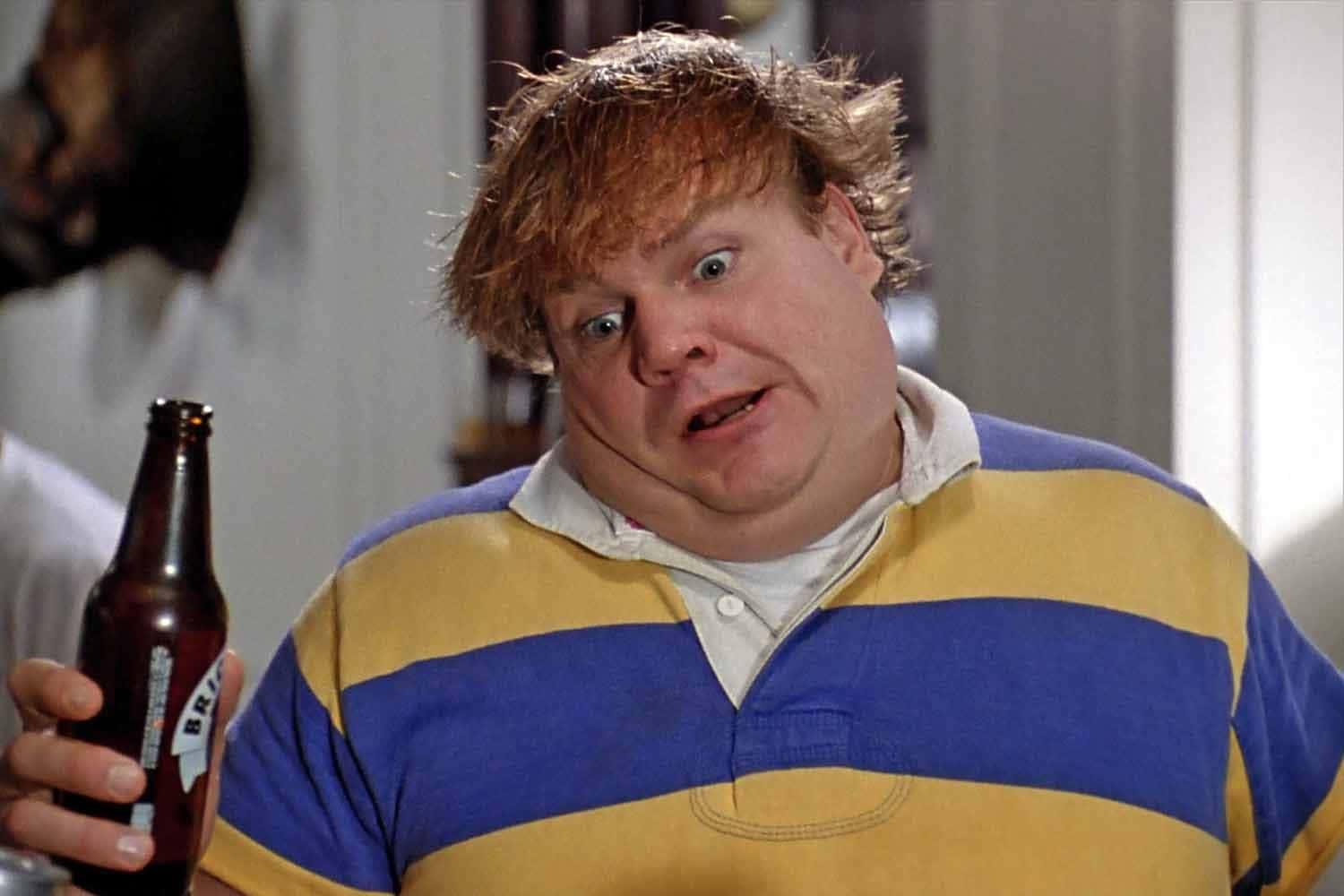 Legendary Comedian Chris Farley In Action Wallpaper