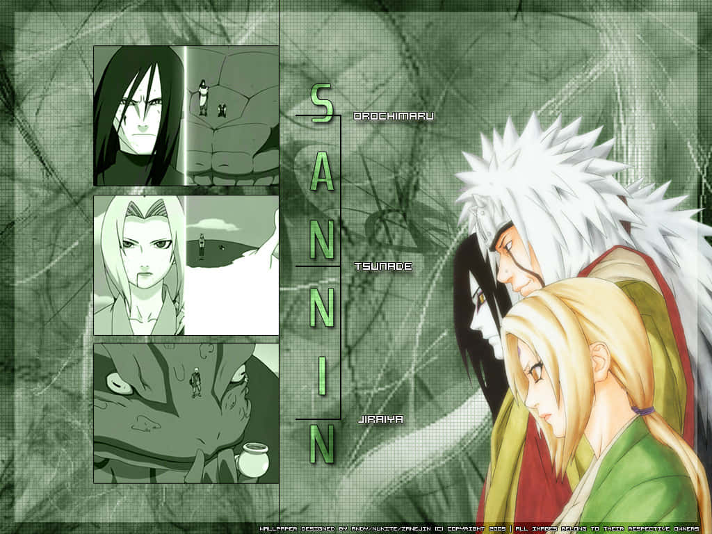 Legendary Sannin: Jiraiya, Tsunade, And Orochimaru Wallpaper