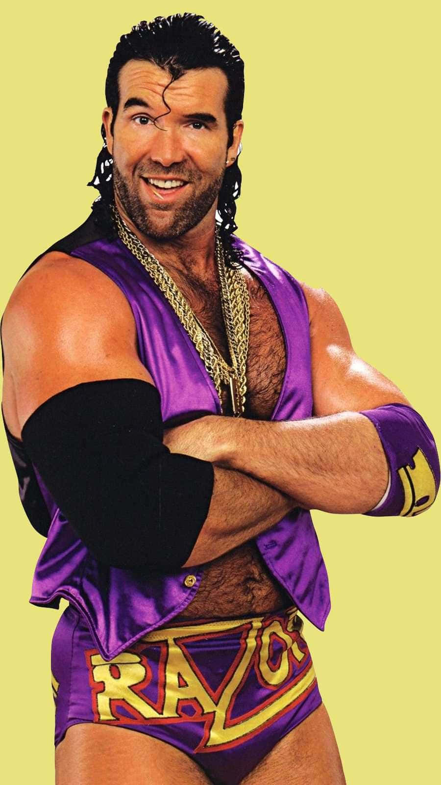 Legendary Wrestler Scott Hall, Alias Razor Ramon, Displaying His Iconic Character Charm. Wallpaper