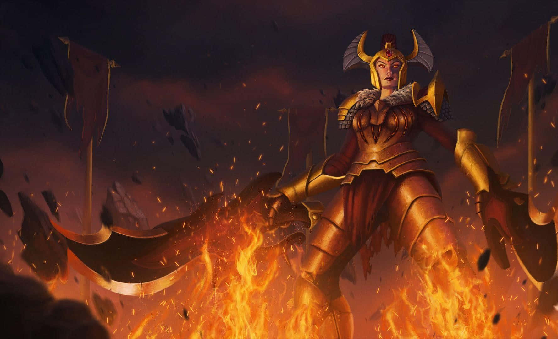 Legion Commander Charging Victoriously Into Battle Wallpaper