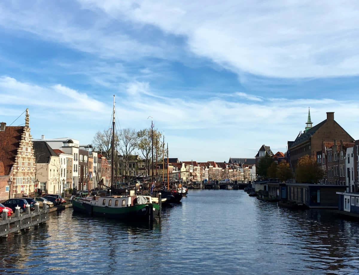 Leiden Canal View Netherlands Wallpaper