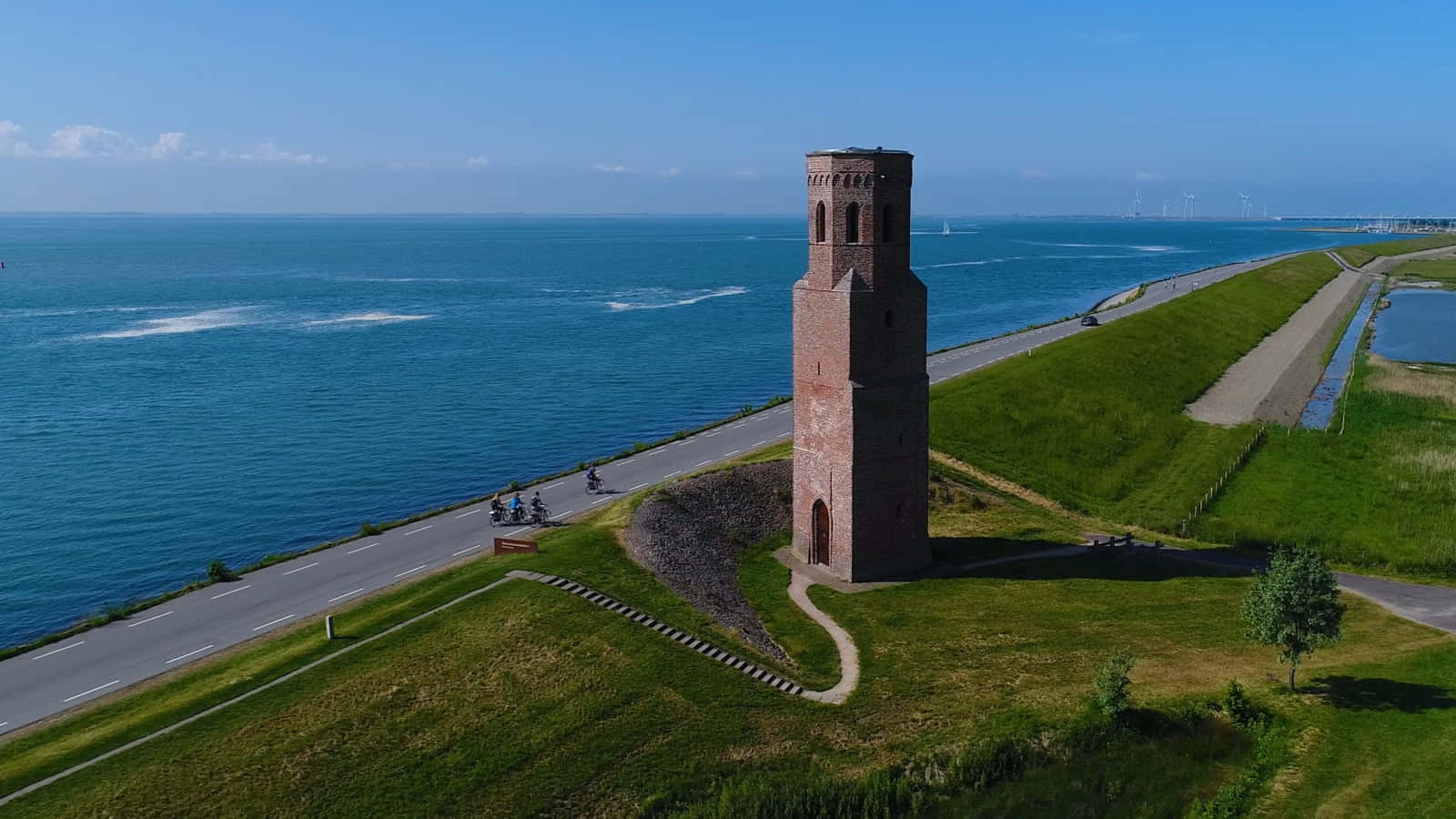 Lelystad Lighthouse Near Waterfront Wallpaper