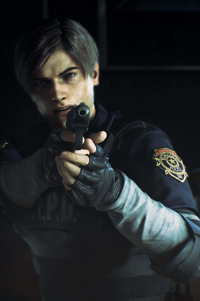 Leon Kennedy Aiming Gun Wallpaper