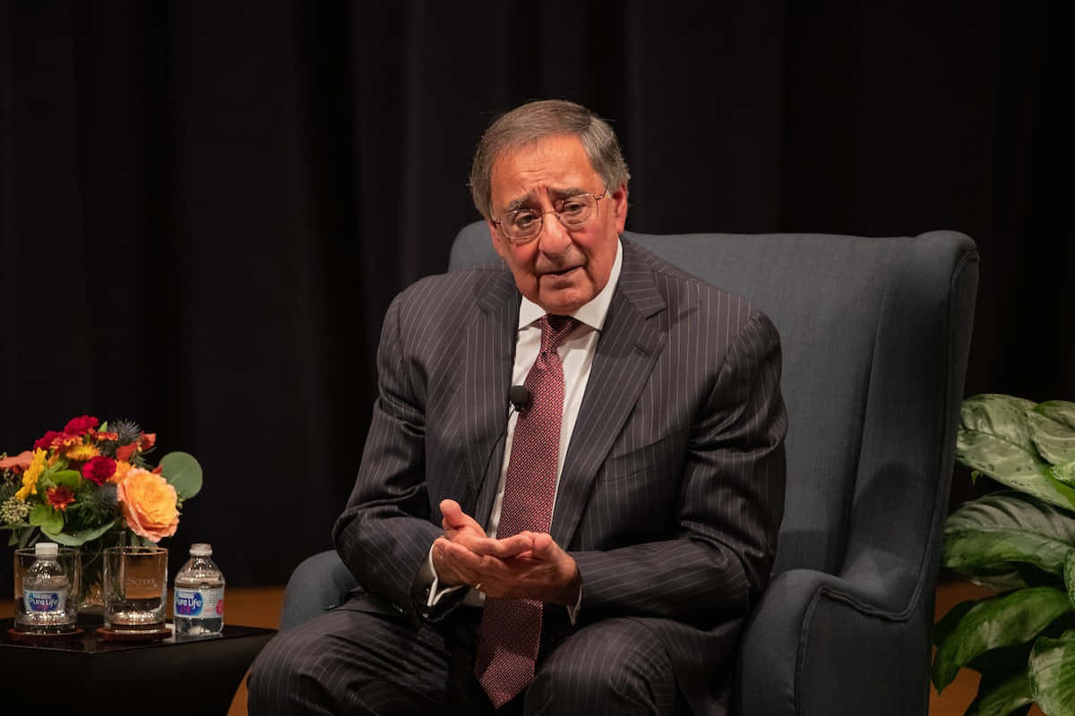 Leon Panetta On Chair Talking Wallpaper